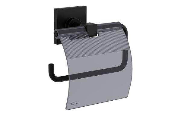 VitrA Root Toilet Roll Holder w/Cover - Matt Black